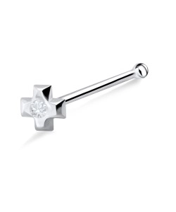 Stone Set Cross Bone Nose Stud NSKD-16